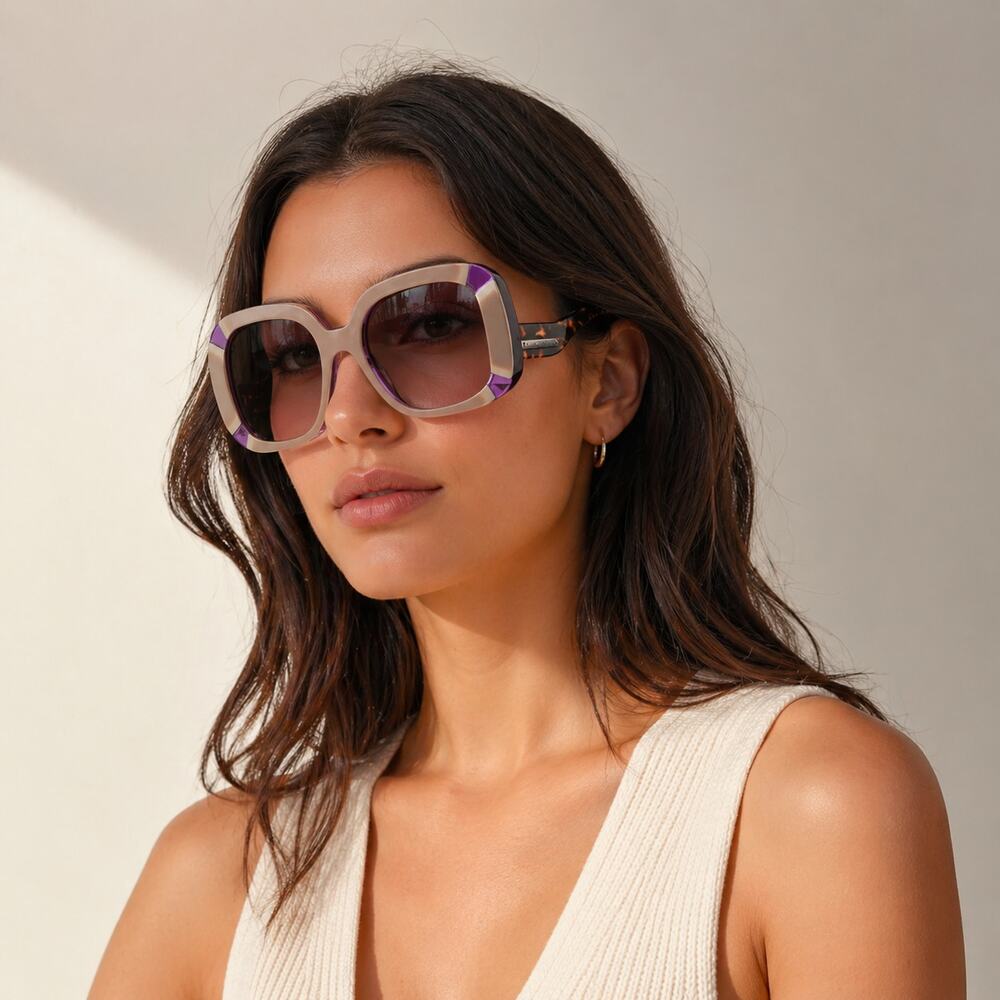 Louis Vuitton Anemone Square Acetate Logo Sunglasses Z0516W Purple Womens